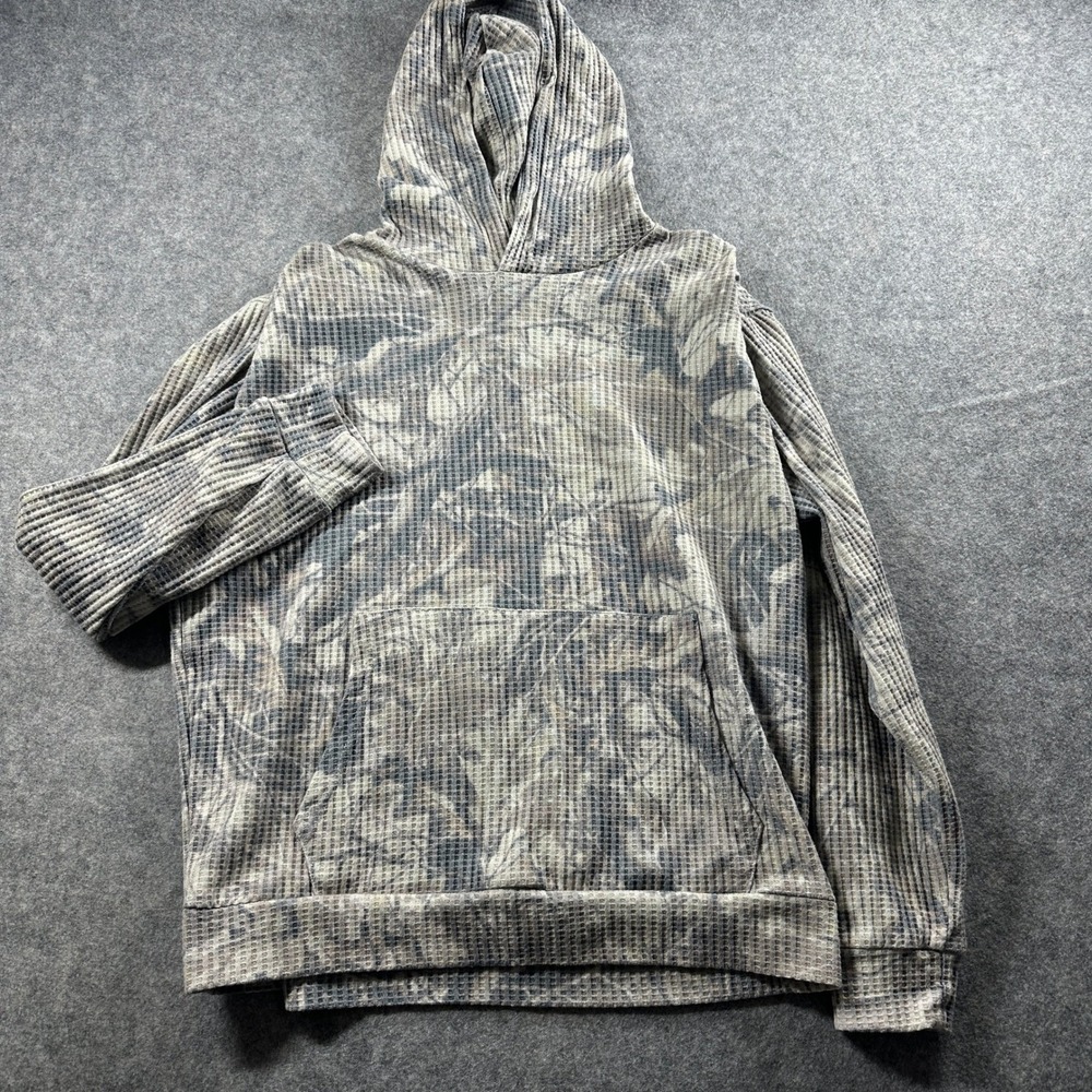 Negative Space Hoodie Mens L Mossy Oak Camo Waffle Knit Pullover Pocket